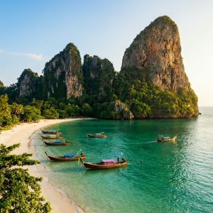 Phuket Beach with Longtail Boats